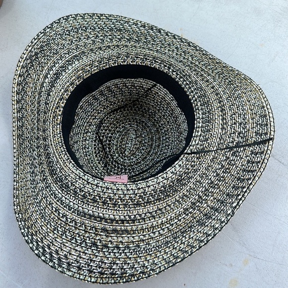 Theodora & Callum Black and White Wide-Brim Straw Hat main image 5